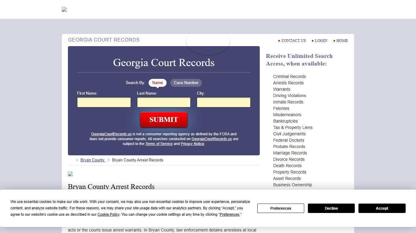 Bryan County Arrest Records | GeorgiaCourtRecords.us